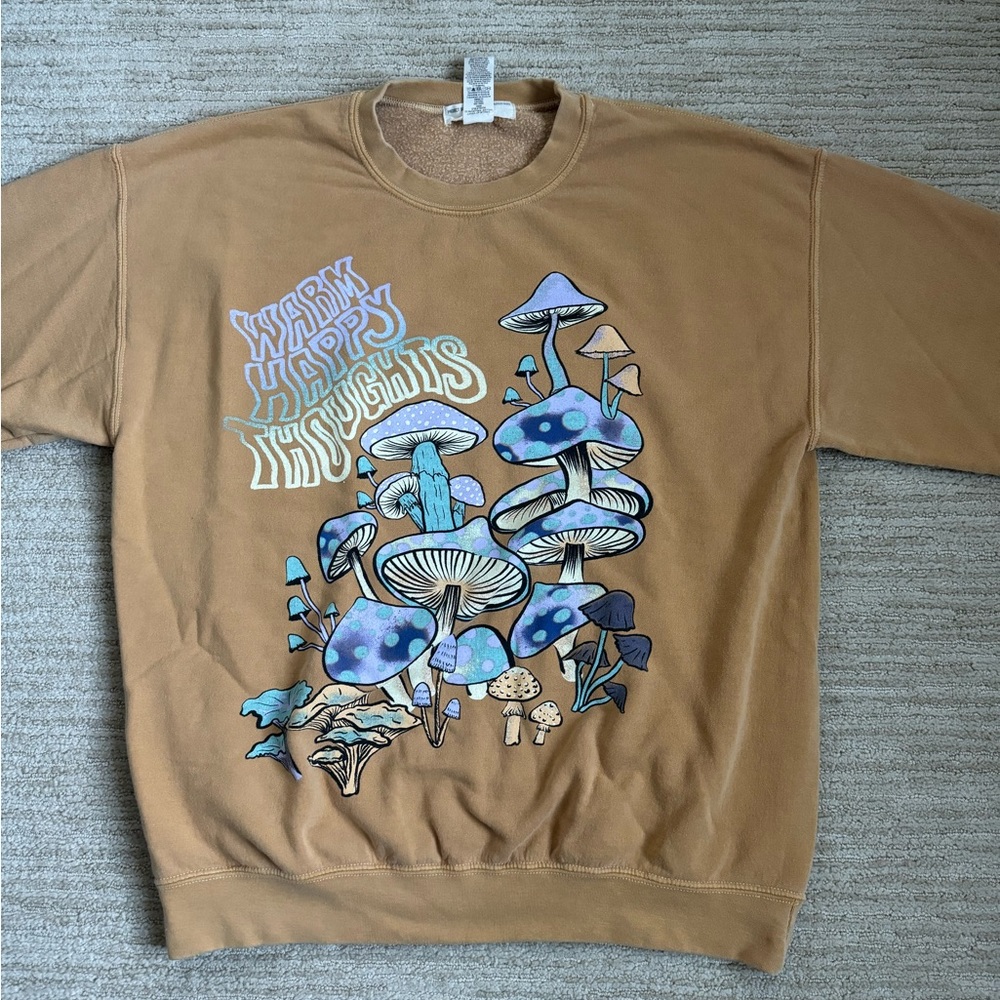 Urban Outfitters mustard yellow graphic crewneck (S/M)